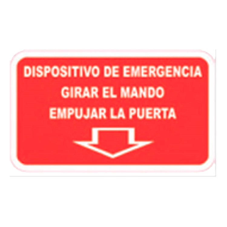 ADHESIVO DISPOSITIVO EMERGENCIA GIRAR EL MANDO 60x36mm