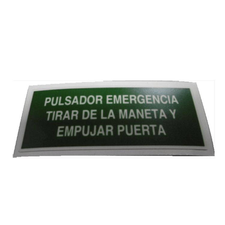 ADHESIVO MANDO DE EMERGENCIA VERDE FOTOLUMINISCENTE TIRAR 82x32mm