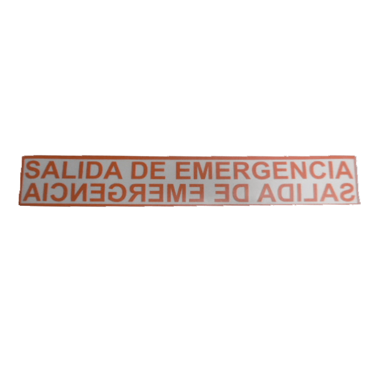 ADHESIVO SALIDA EMERGENCIA NARANJA ANVERSO-REVERSO 65x465mm