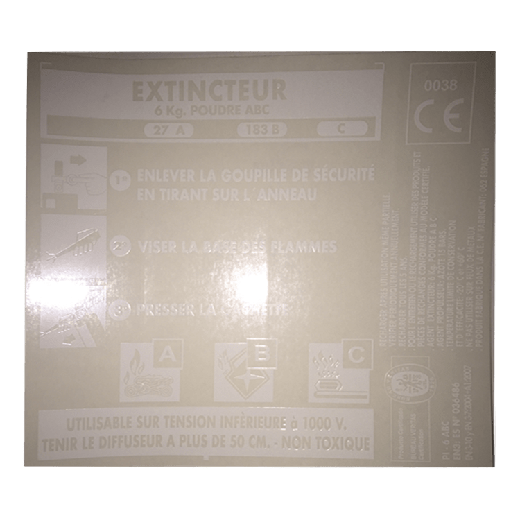 ETIQUETA EXTINTOR TEXTO FRANCES