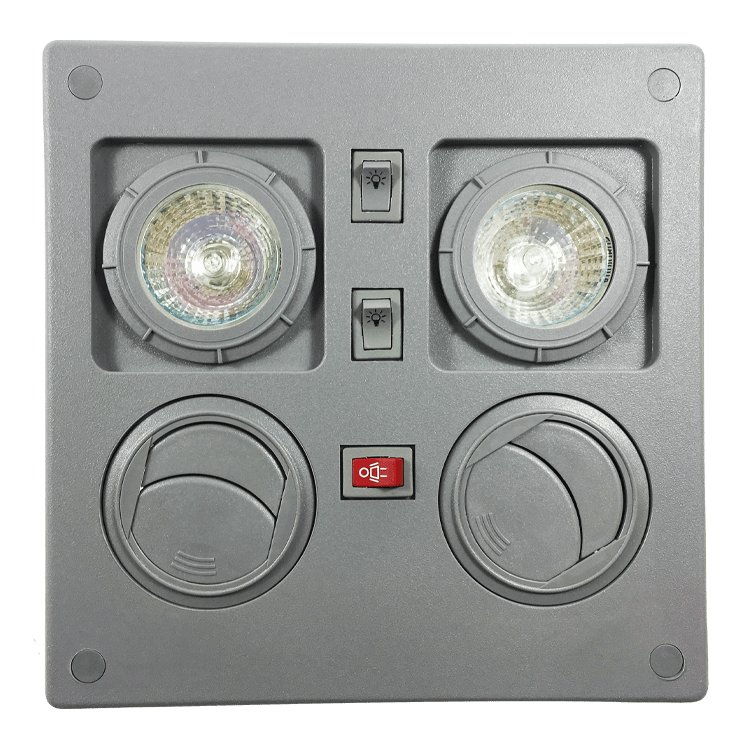 MULTISET DOBLE AIRE LUZ HALOGENO 2x10W - XX=12V / 24V - GRIS - C/INT