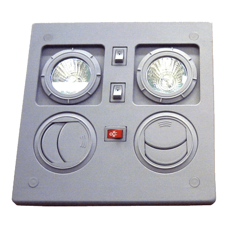 MULTISET DOBLE AIRE LUZ HALOGENO 2x10W - XX=12V / 24V - GRIS - C/INT y PULSADOR AZAFATA