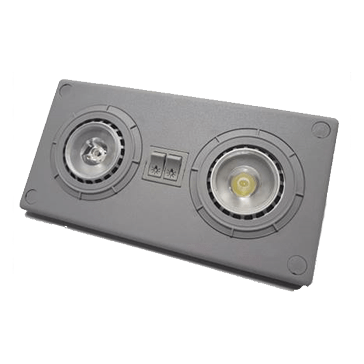 MULTISET DOBLE LUZ LED 2x3W XX=12V / 24V-GRIS - C/INTERRUPTOR