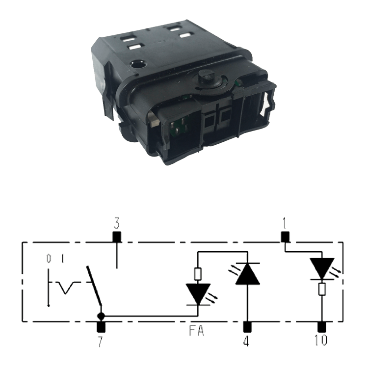 INTERRUPTOR SIMPLE 0-I 2xFA / I84 / LED SIMBOLO VERDE / FA ROJO