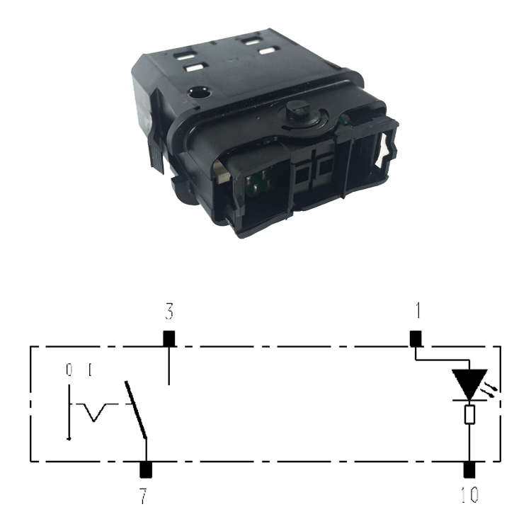 INTERRUPTOR SIMPLE 0-I / I01 / LED SIMBOLO VERDE