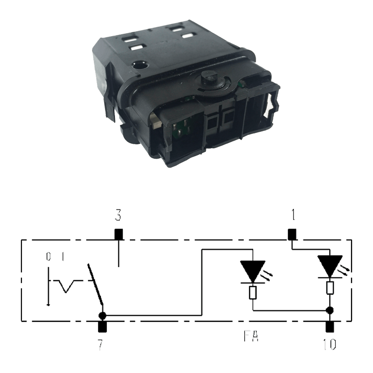 INTERRUPTOR SIMPLE 0-I 1xFA / I03 / LED SIMBOLO VERDE / FA AMARILLO