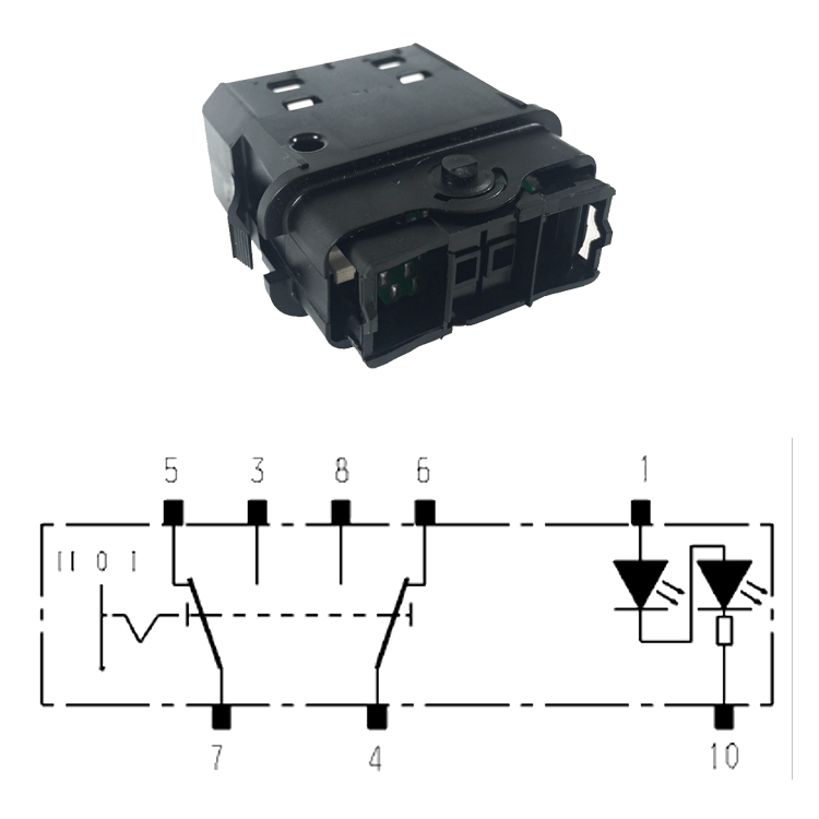 CONMUTADOR DOBLE I-0-II / I31 / LED SIMBOLO VERDE