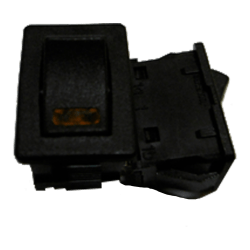 INTERRUPTOR NEGRO CON LED AMBAR 12V.