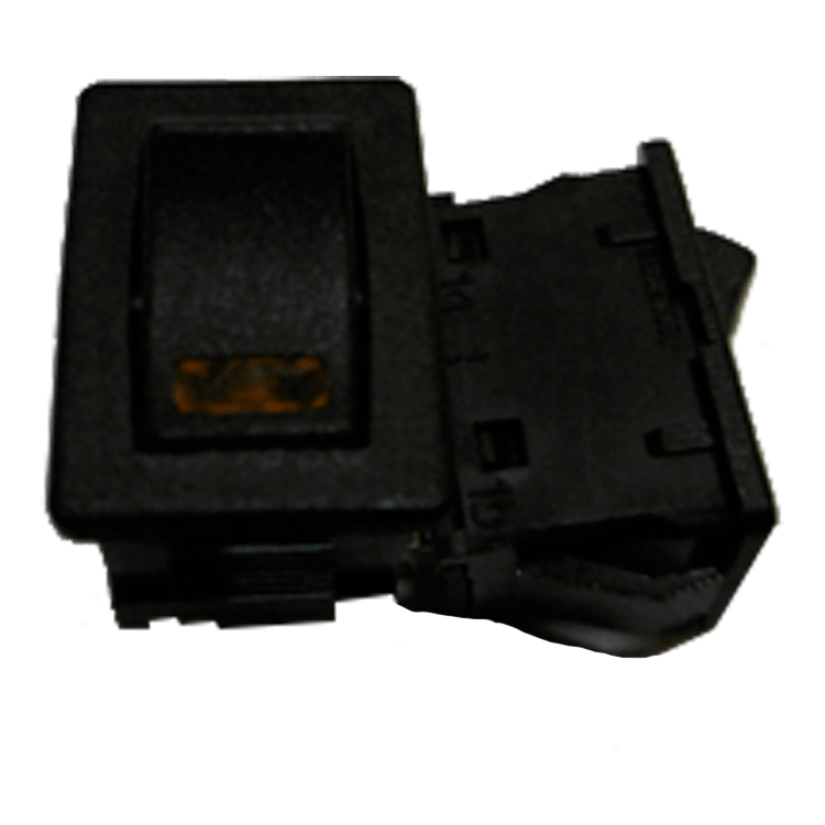 INTERRUPTOR NEGRO CON LED AMBAR 12V.
