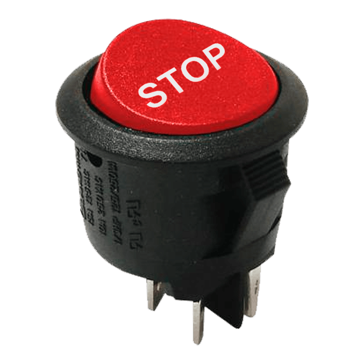 PULSADOR REDONDO ROJO - SIMBOLO STOP