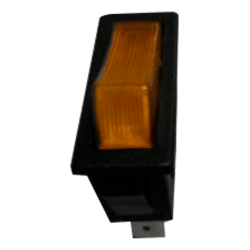 INTERRUPTOR 11X30mm NEGRO, TECLA LUM.AMBAR 24VDC