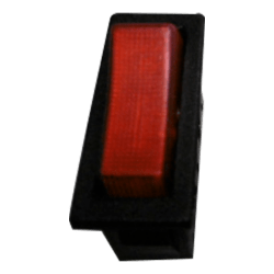 INTERRUPTOR 11X30mm NEGRO, TECLA LUM.ROJA 24VDC