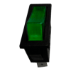 INTERRUPTOR 11X30mm NEGRO, TECLA LUM.VERDE 24VDC