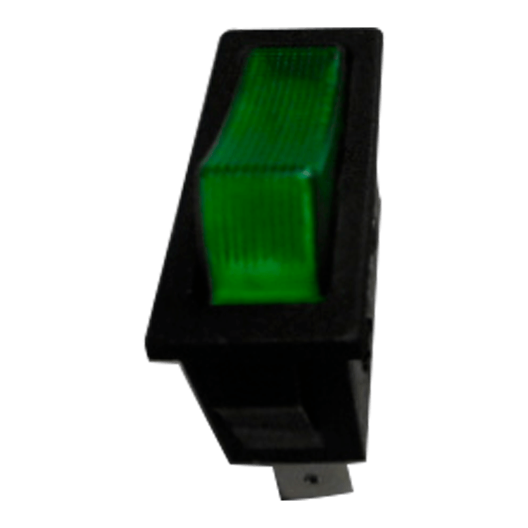 INTERRUPTOR 11X30mm NEGRO, TECLA LUM.VERDE 24VDC