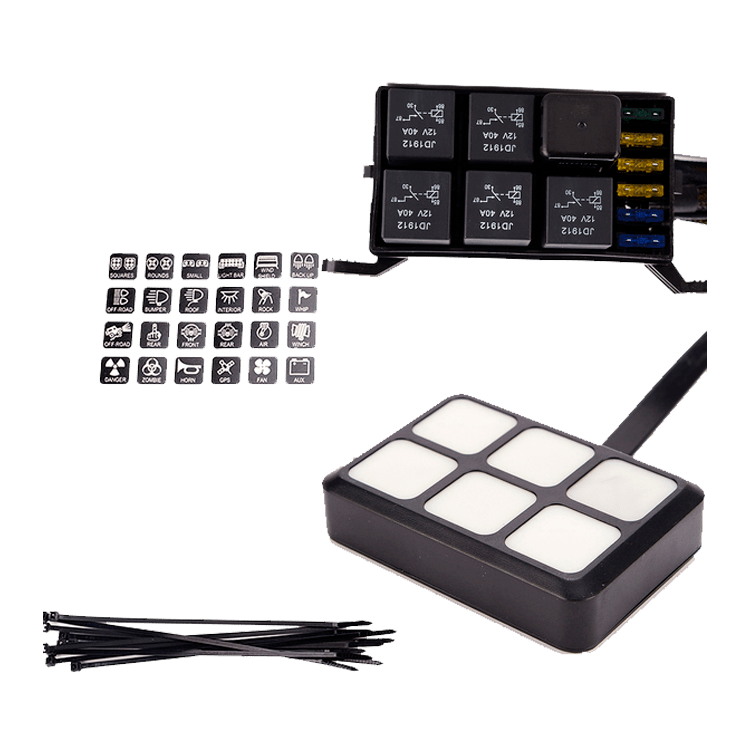 PANEL TACTIL 6 SWITCHES + 6 RELES + CABLEADO