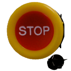 PULSADOR AMARILLO 28mm STOP BLANCO