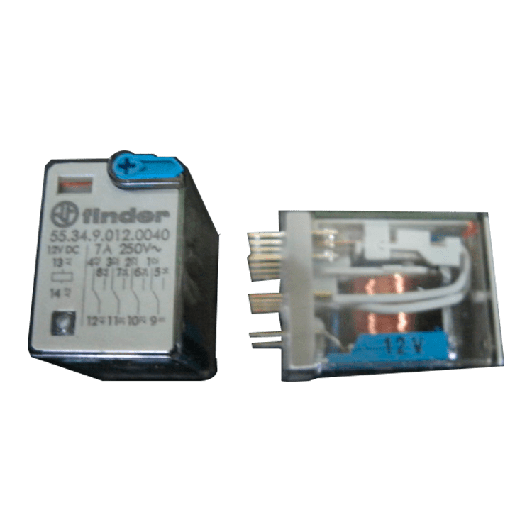 RELE IND. 4CC. 7A 12V+PULSADOR+IND