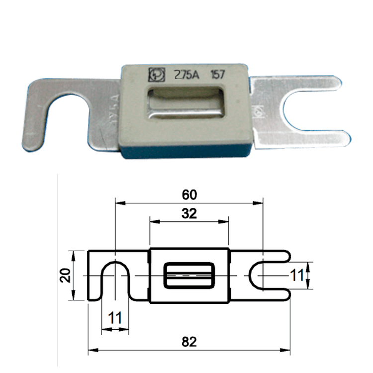 FUSIBLE STRIPS UNI - XX=AMPERIOS DE 100 A 275A