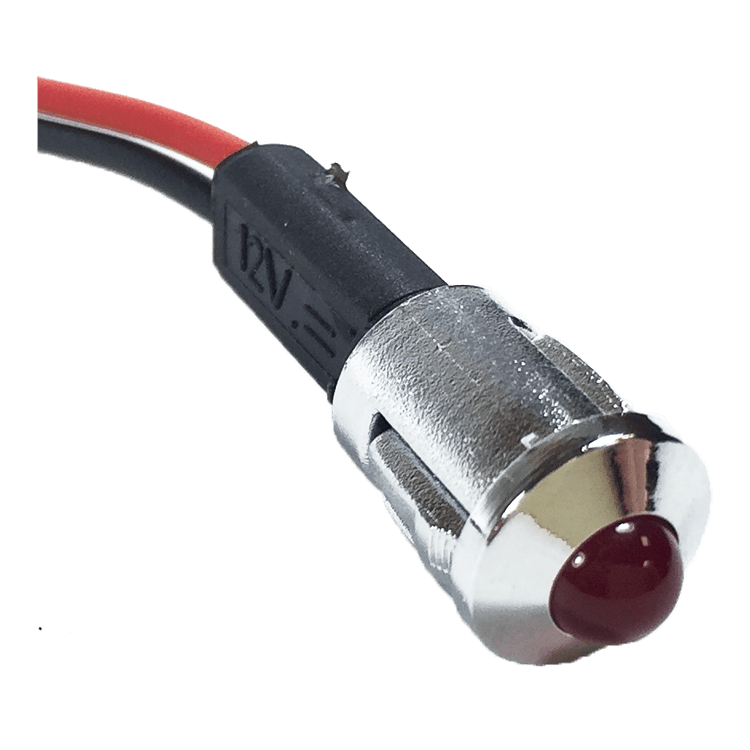 PILOTO LED 12V ROJO - CARCASA PLATA Ø8,5mm (A PRESION)