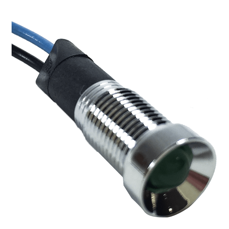 PILOTO LED 220V VERDE - CARCASA PLATA Ø8,5mm (ROSCA)