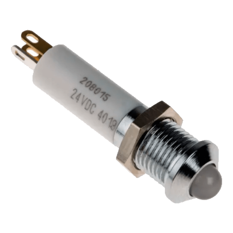 PILOTO LED 24V TRICOLOR - CARCASA PLATA CONVEXA Ø8mm (ROSCA)