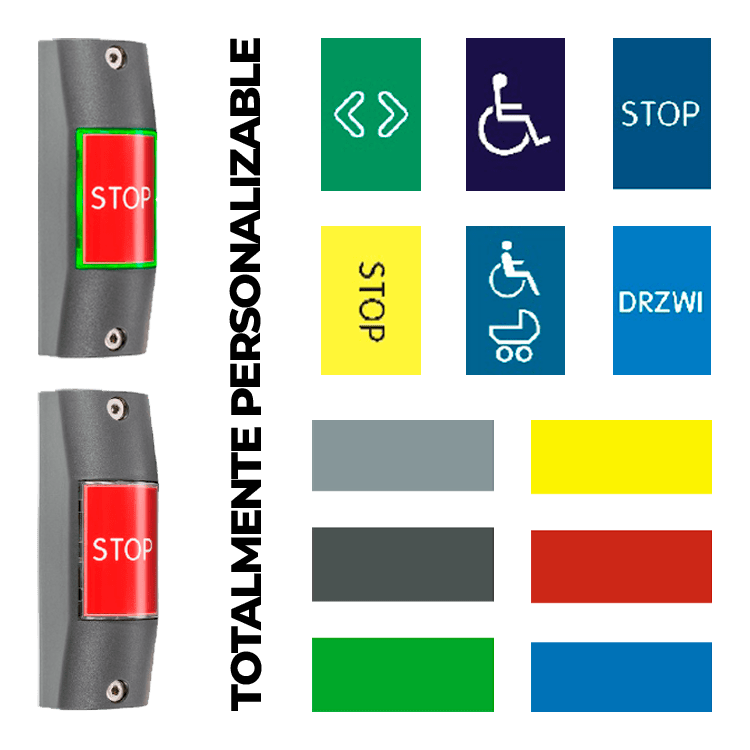 PULSADOR PERSONALIZABLE - LEDS VERDES/ROJOS 12/24V