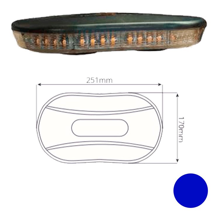 PUENTE LED AZUL 255mm - 12/24V - MAGNETICO - CONEXIÓN A MECHERO
