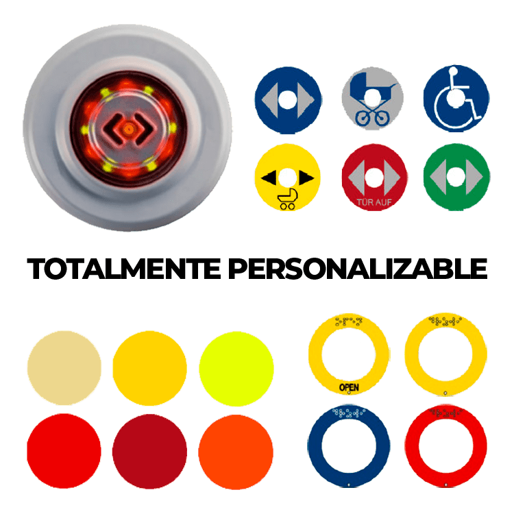 PULSADOR IP67 PERSONALIZABLE: 6+6 O 4 leds, Color y Símbolo del aro