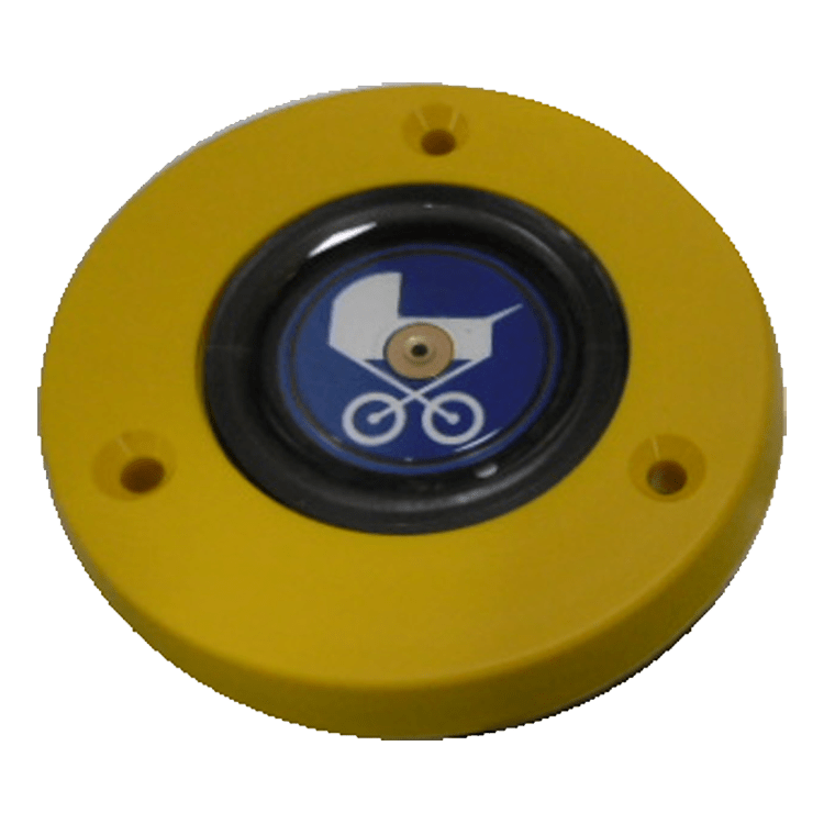 PULSADOR IP67 CARRITO BEBE - AMARILLO CON LEDS VERDES 12/24V