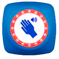 PULSADOR IP67 MANO - AZUL CON LEDS VERDES/ROJOS 12/24V