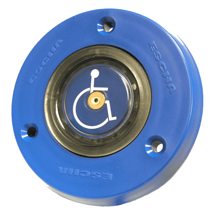 PULSADOR IP67 SILLA RUEDAS - AZUL CON LEDS VERDES/ROJOS 24V - 5 HILOS