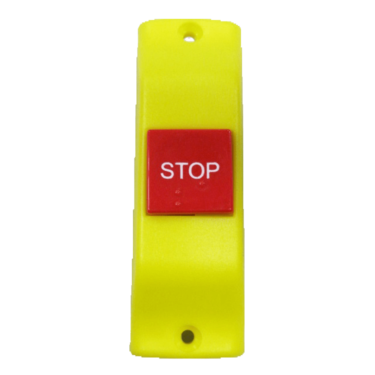 PULSADOR BARRA AMARILLO/ROJO - STOP - BRAILLE