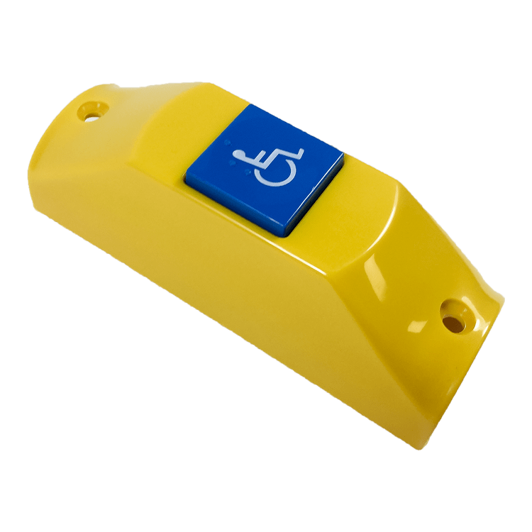 PULSADOR BARRA AMARILLO/AZUL - SILLA RUEDAS - BRAILLE