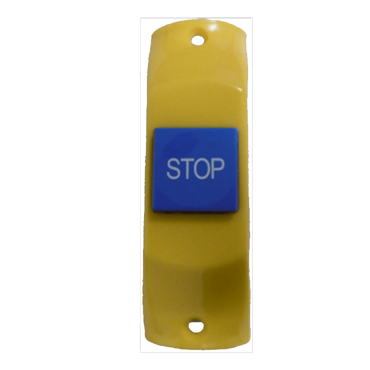 PULSADOR BARRA AMARILLO/AZUL - STOP - BRAILLE
