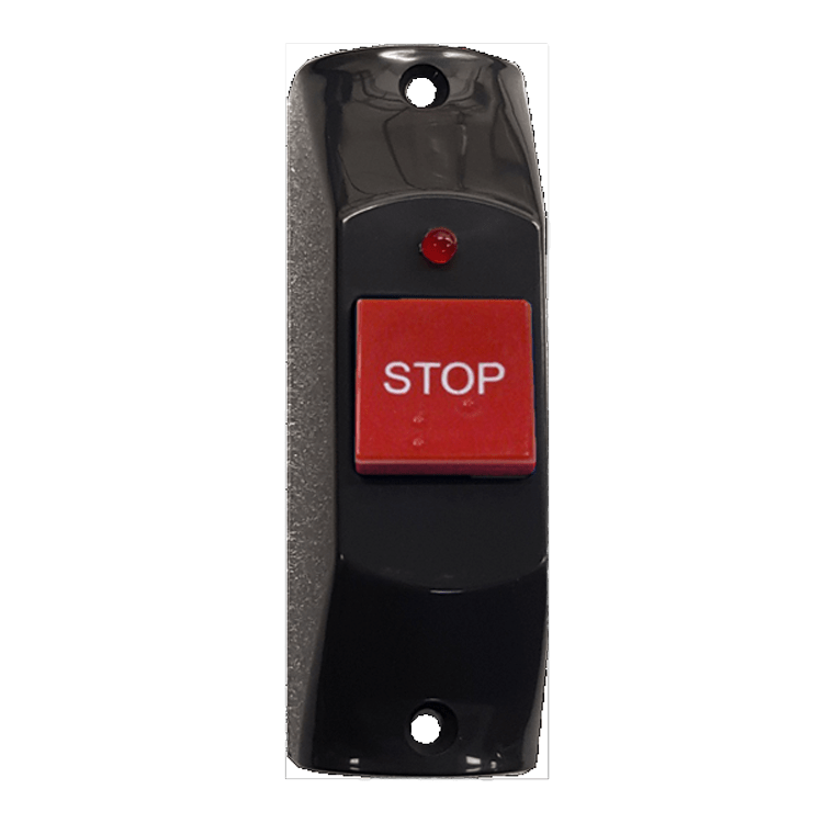 PULSADOR BARRA GRIS/ROJO STOP - LED ROJO