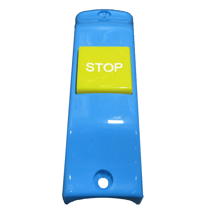 PULSADOR BARRA AZUL/AMARILLO STOP - BRAILLE