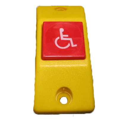 PULSADOR SUPERFICIE AMARILLO/ROJO - SILLA DE RUEDAS - BRAILLE