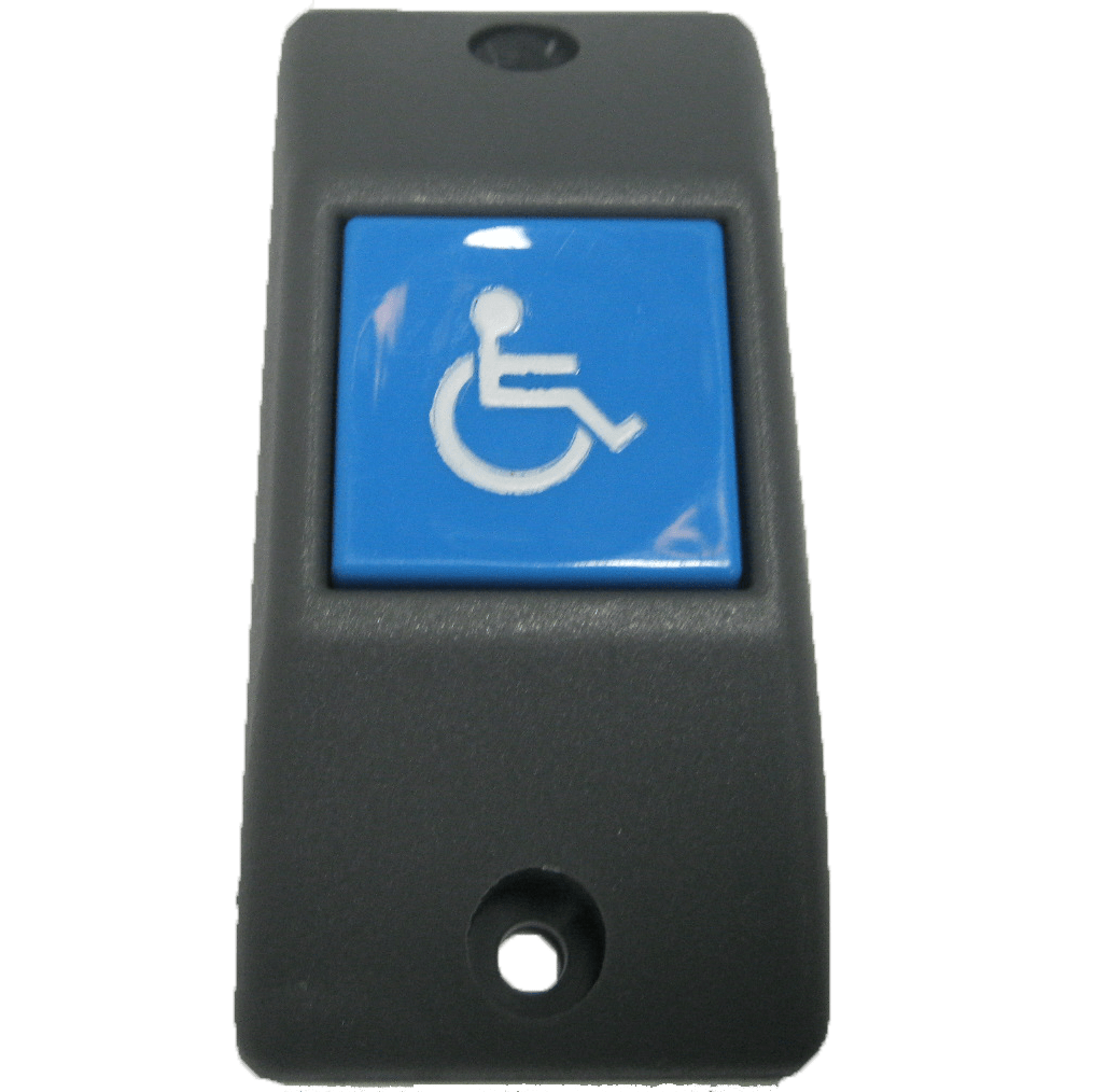PULSADOR SUPERFICIE GRIS/AZUL - SILLA RUEDAS - BRAILLE