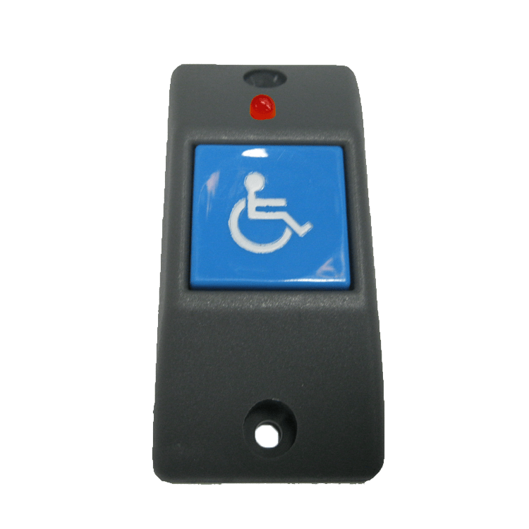 PULSADOR SUPERFICIE GRIS/AZUL - SILLA RUEDAS - LED ROJO
