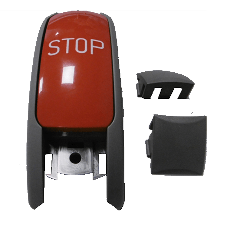 PULSADOR BARRA GRIS/ROJO - STOP -BRAILLE