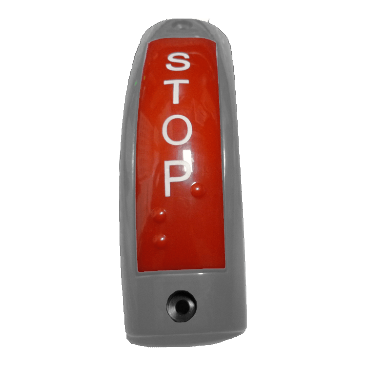 PULSADOR BARRA GRIS CLARO/ROJO - STOP - BRAILLE