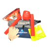 KIT EMERGENCIA PERSONALIZABLE: COLOR BOLSA - LOGO CLIENTE - CHALECO - TRIANGULOS - GUANTES - LAMPARAS Hx - LINTERNA - BOTIQUIN - PARAGUAS - ETC…..