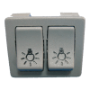 INTERRUPTOR GRIS - DOBLE - SIMBOLO BOMBILLA