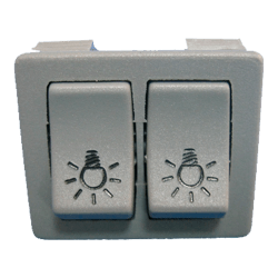 INTERRUPTOR GRIS - DOBLE - SIMBOLO BOMBILLA