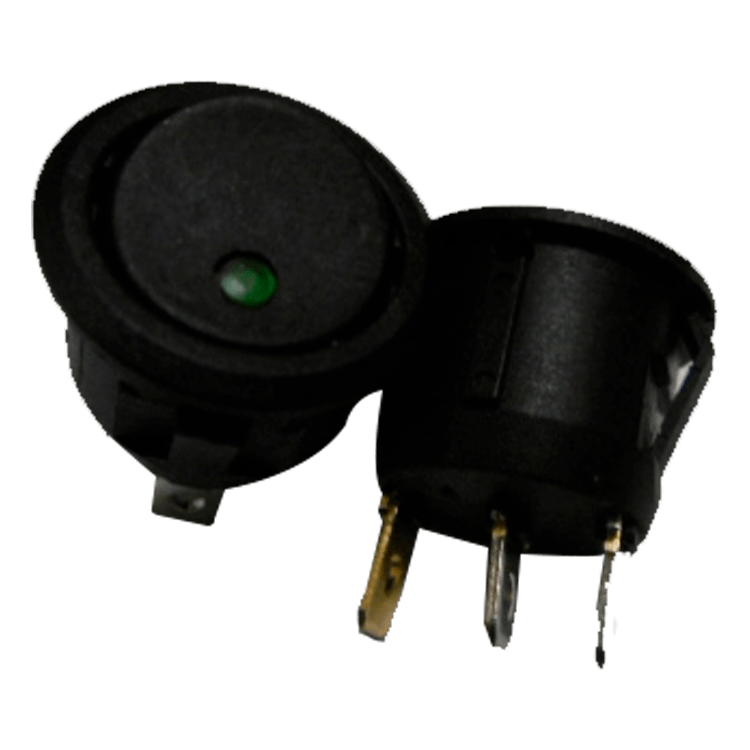 INTERRUPTOR I-0 REDONDO CON LED VERDE 12V