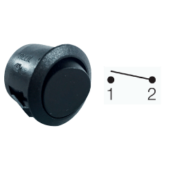 INTERRUPTOR REDONDO  I-0 NEGRO - SIMBOLO BOMBILLA