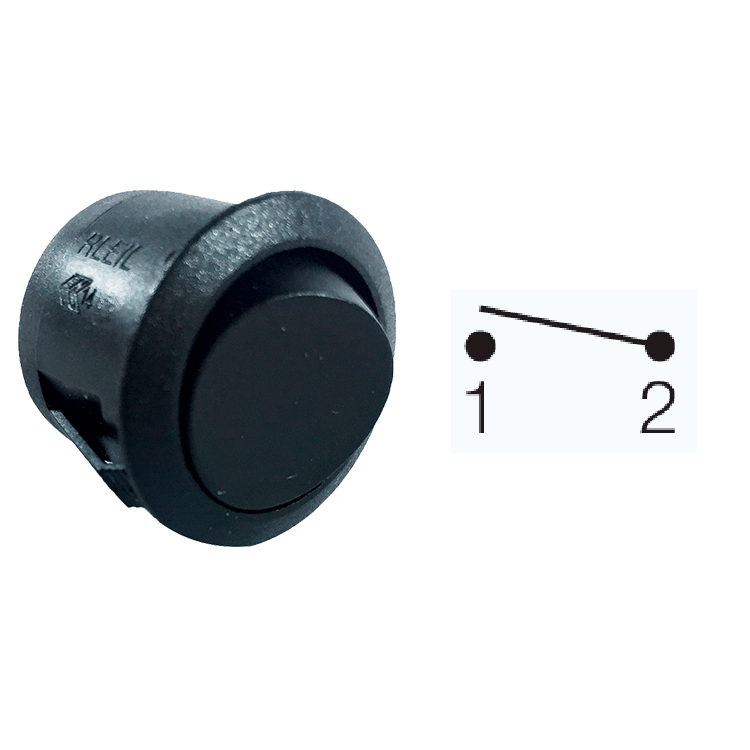 INTERRUPTOR REDONDO I-0 NEGRO - SIMBOLO BOMBILLA