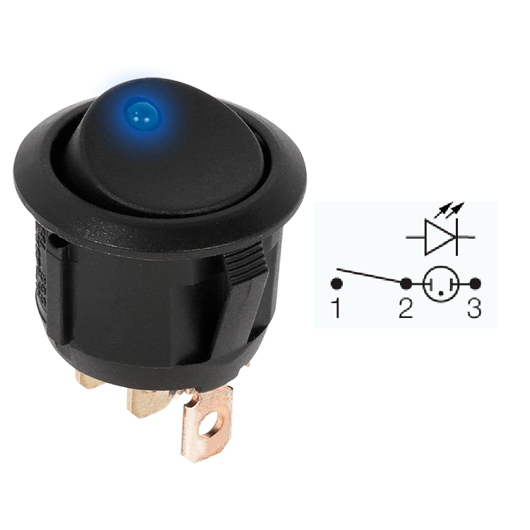 INTERRUPTOR I-0 REDONDO CON LED AZUL 12V