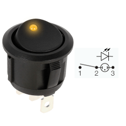 INTERRUPTOR I-0 REDONDO CON LED AMBAR 12V
