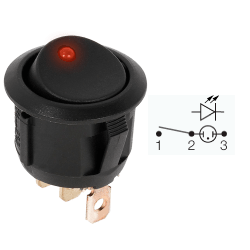 INTERRUPTOR I-0 REDONDO CON LED ROJO 12V